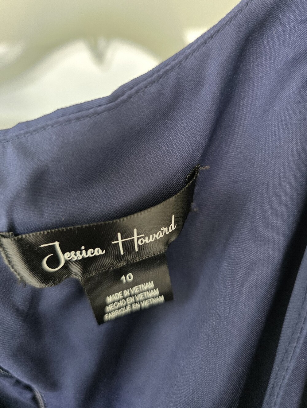 Jessica Howard Navy Blue White Hem Fit & Flare Dress Size 10 NWT Sleeveless Midi - Picture 6 of 8